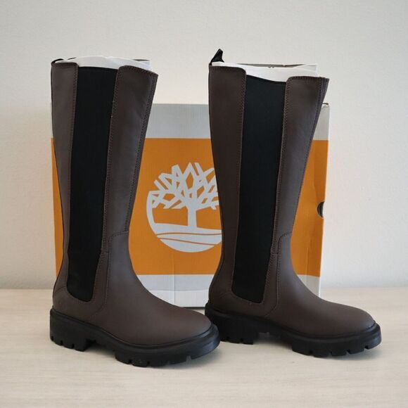 Timberland Women Sz 6M Dk Brown Full Grain Leather Cortina Valley Tall Boot - Picture 1 of 10